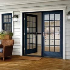Double doors leading out to patio